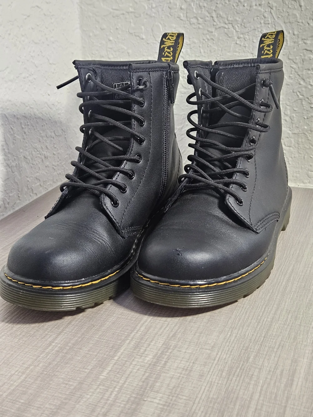 Dr. Martens Black Leather Side Zip Combat Boots Size 4 Youth / 6 Women's Fit